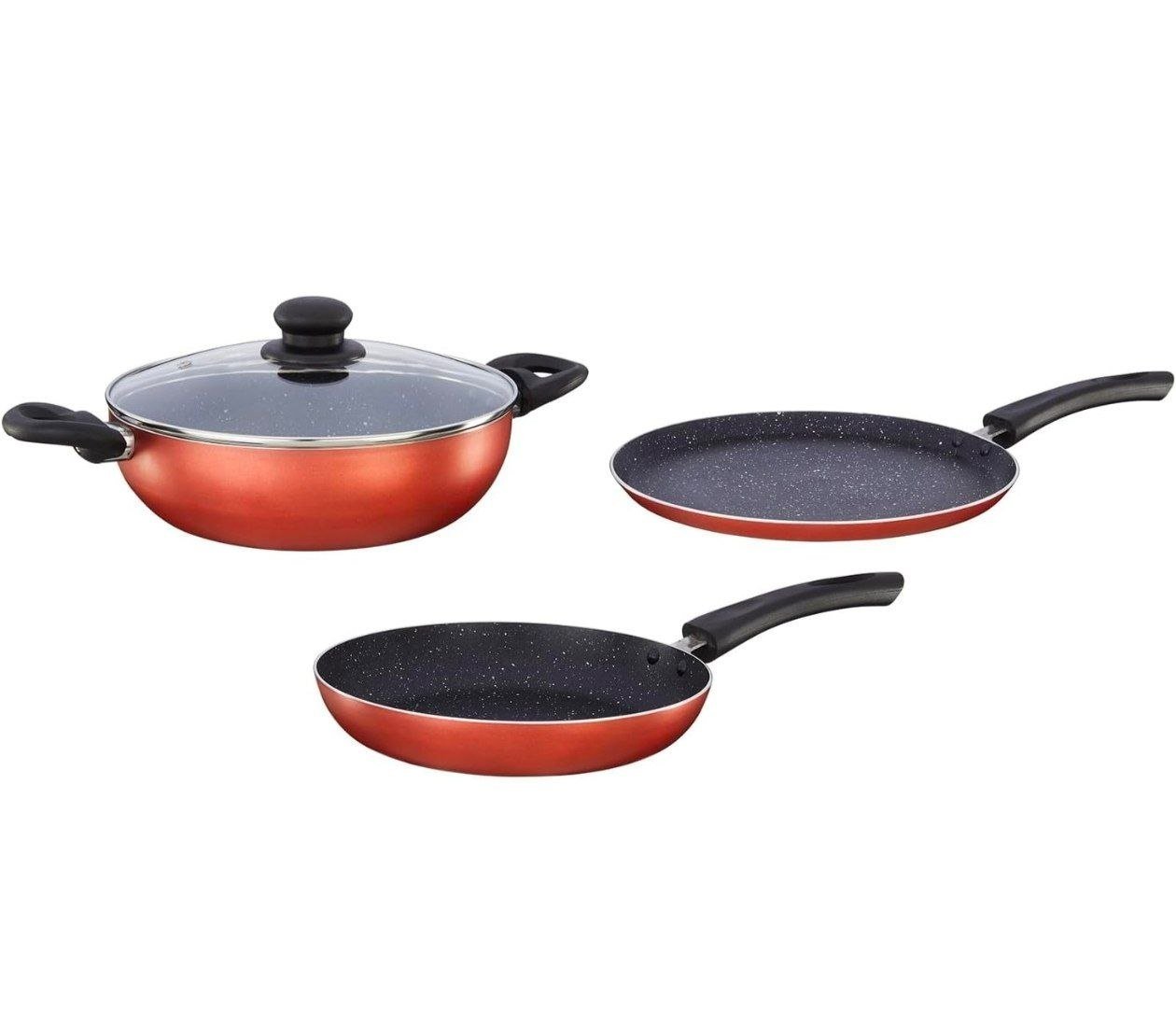 019solimo 3-piece Non-stick Granite Finish Co