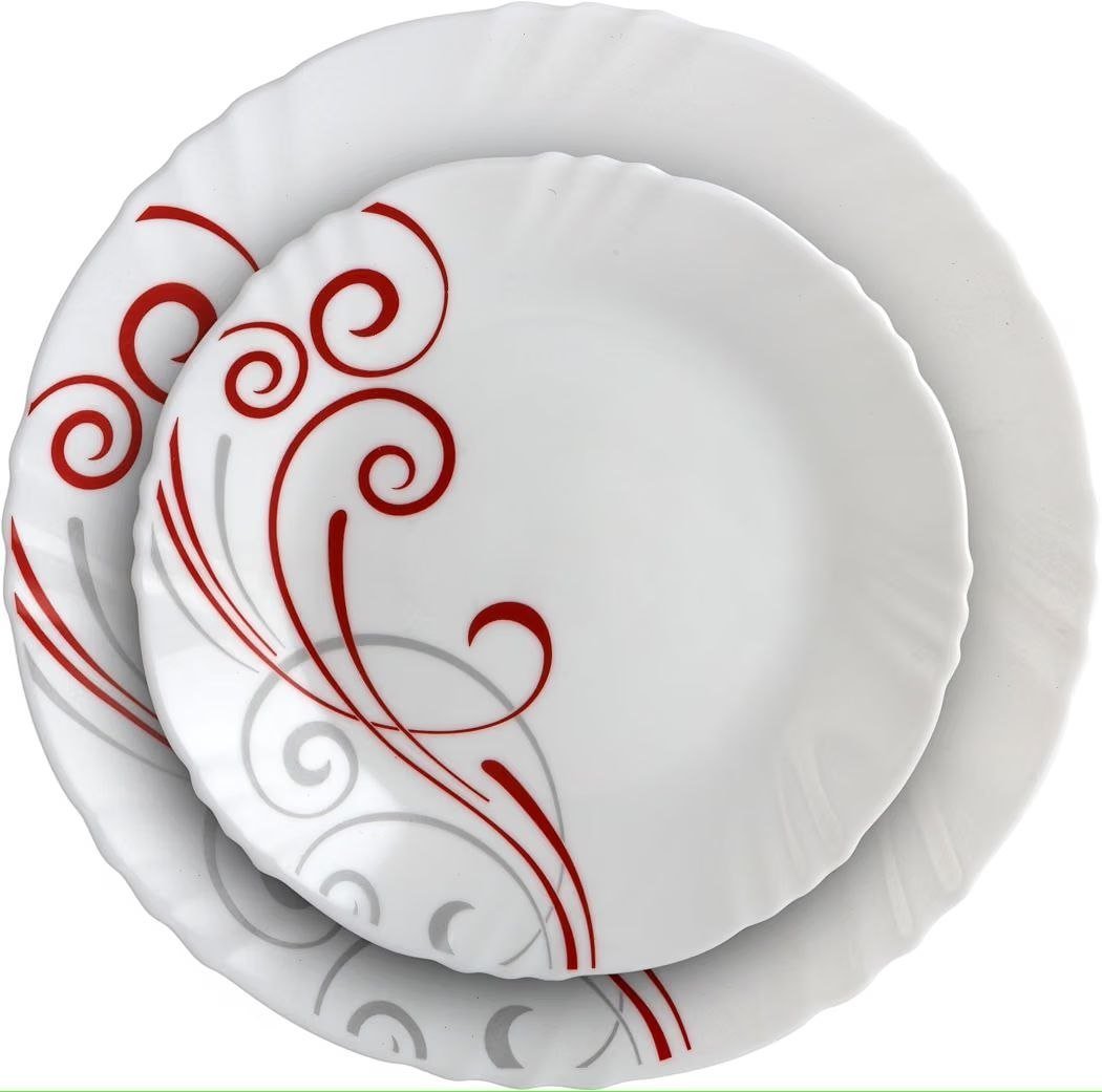 056cello Opalware Imperial Series Red Swirl 3