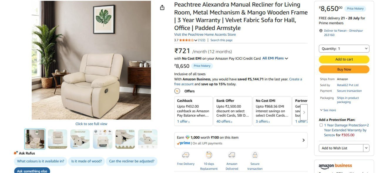 1 Seater Recliner 8650