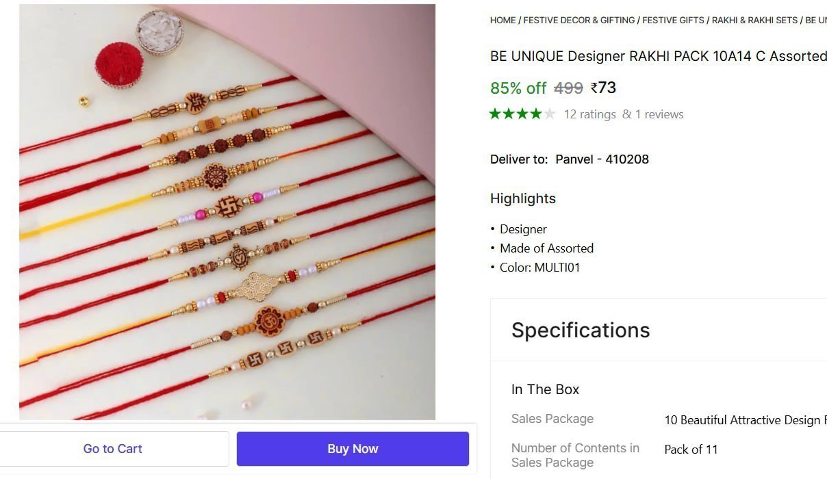 10 Design Rakhi With Chawal Roli Pack 73