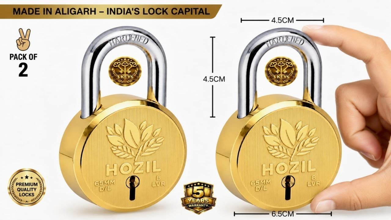 2 Big 65mm Golden Locks 3d Design With 6 Keys 295 