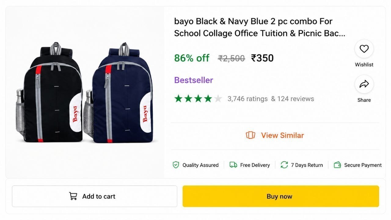 2 Pc Combo Backpack 350
