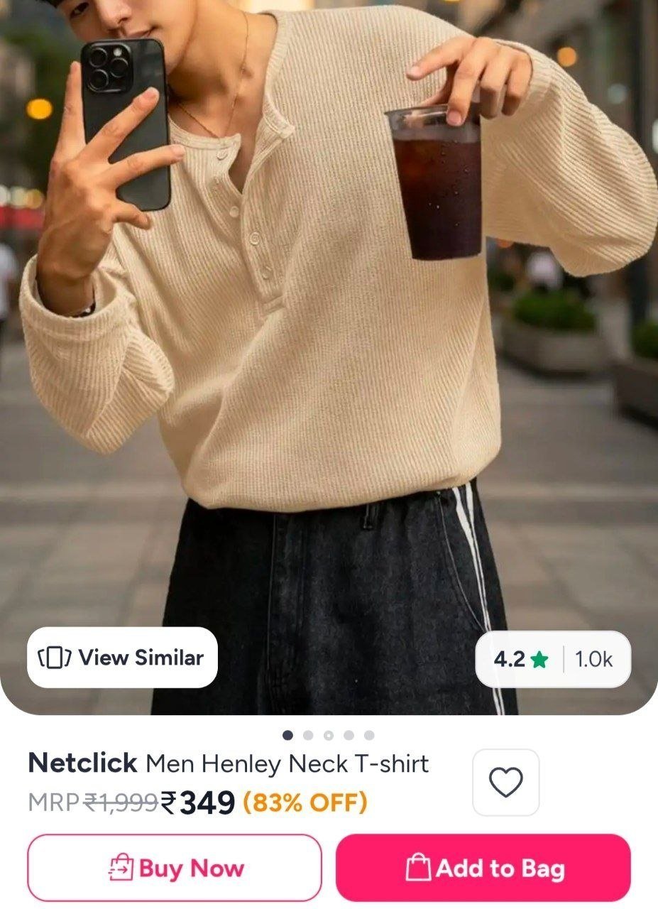 349netclick Men S Henley Neck T-shirt