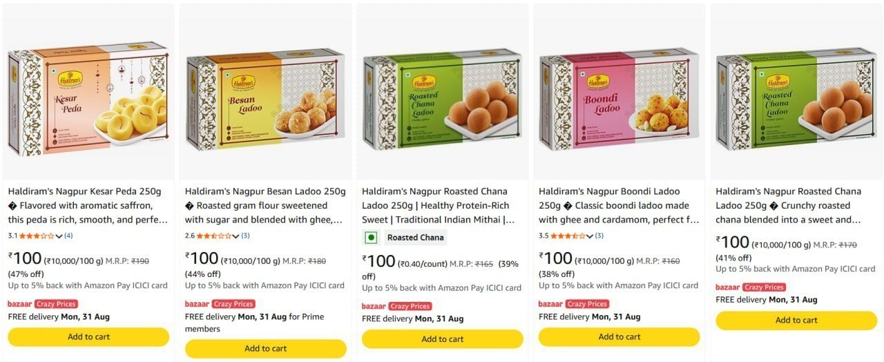 50 Haldiram Sweets Starts 100