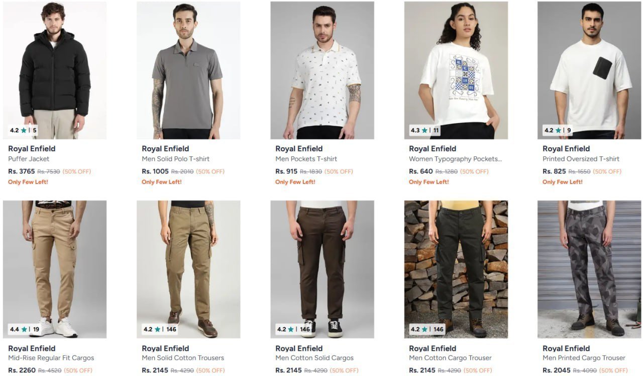 50 On Royal Enfield Clothing