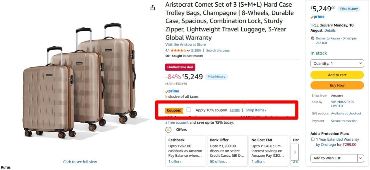525 Aristocrat Comet Set Of 3 Luggage 4724