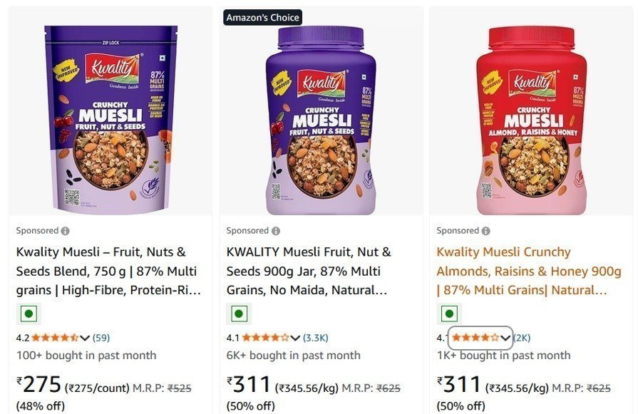 60 On Kwality Muesli Rangealmond Raisins Frui
