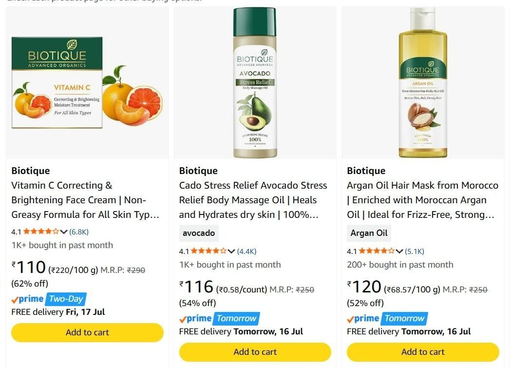 62 On Biotique Products