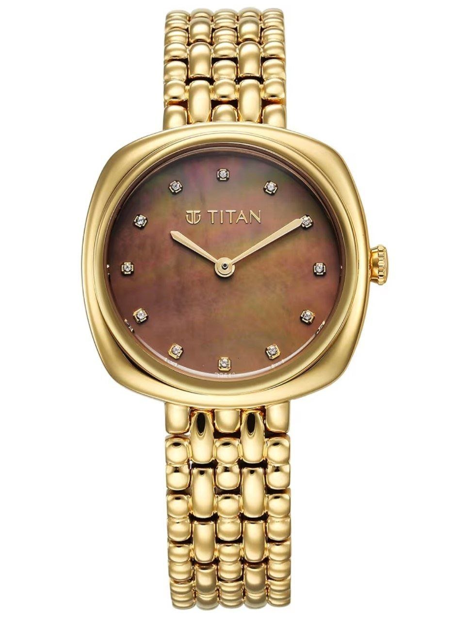 639titan Aura Phase Quartz Analog Brown Dial 