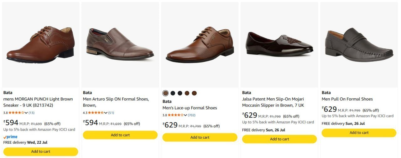 65 On Bata Men Shoes