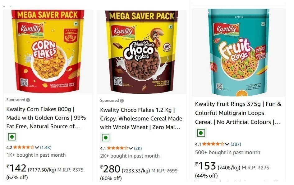 65 On Kwality Corn Flakes 800gchoco Flakes Fr