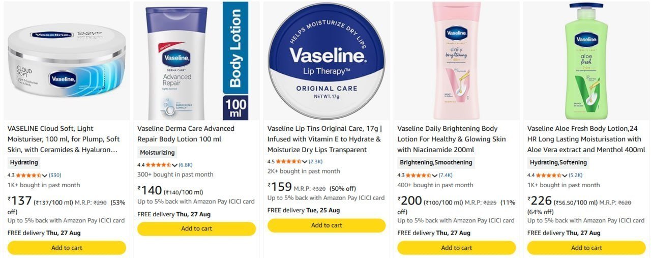 65 On Vaseline Beauty Products