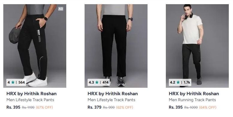 67 On Hrx By Hrithik Roshan Men S Track Pants