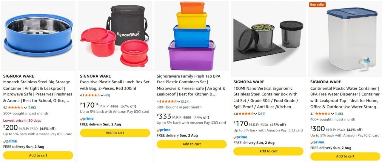 67 On Signoraware Products