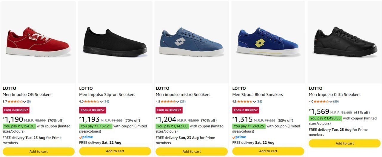 70 On Lotto Footwears