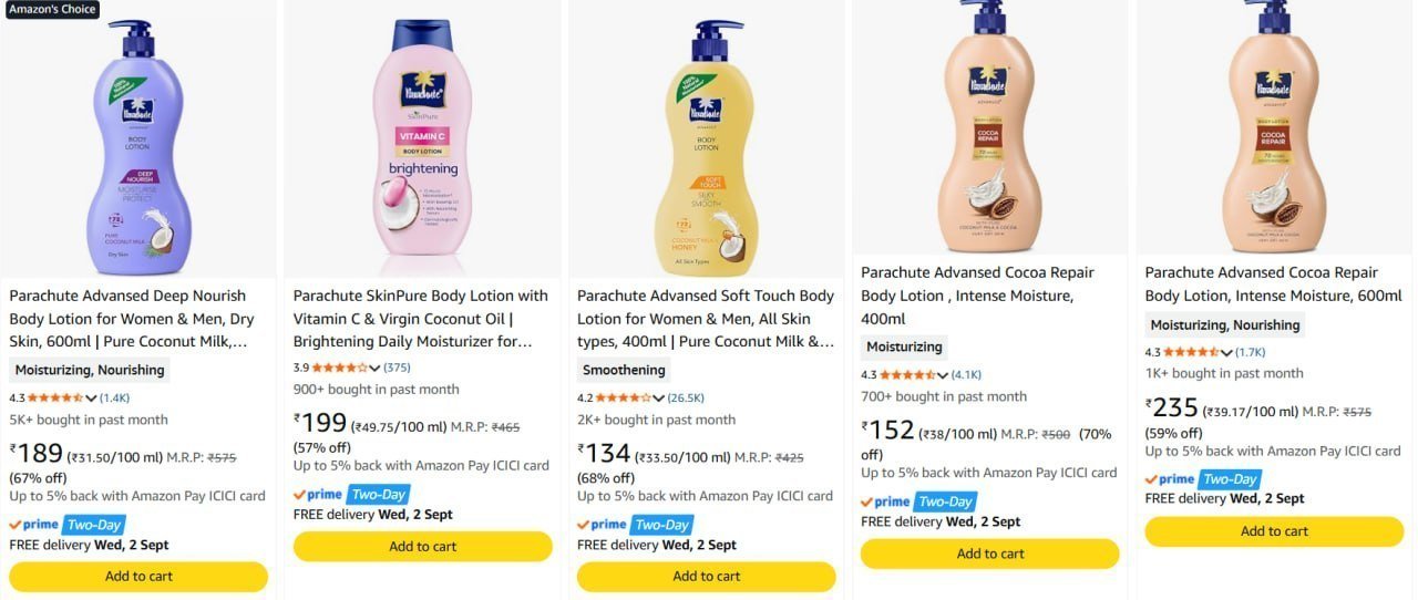 70 On Parachute Body Lotion Buy Max Qty