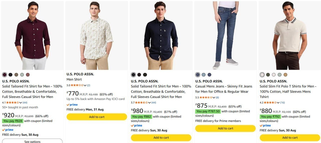 70 On U S Polo Assn Clothing Men Women Girls 