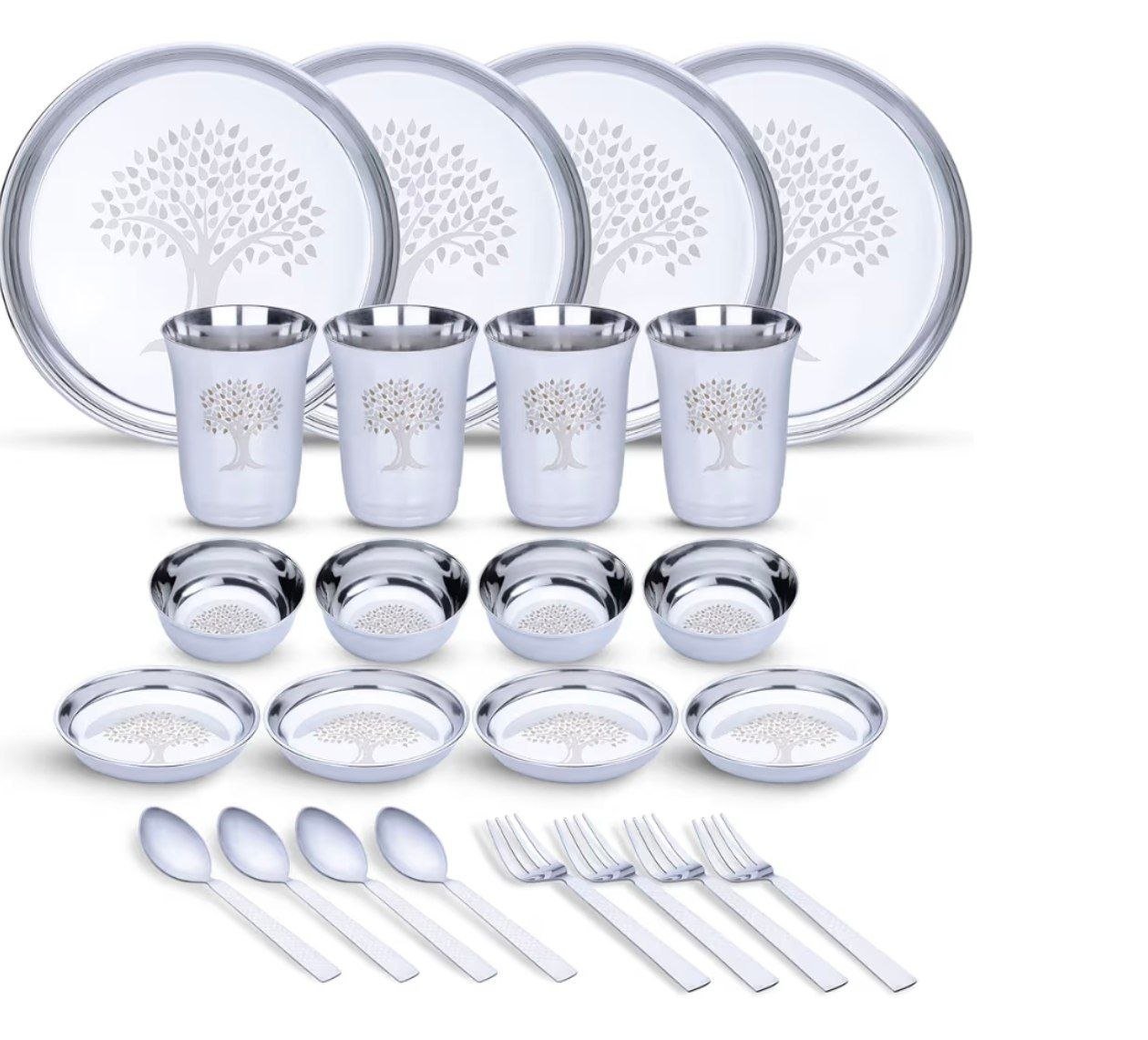 71 On Limetro Stainless Steel Dinner Set (24 Pcs) 