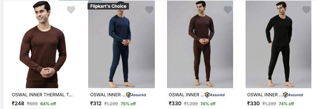 75 Oswal Inner Mens Thermals Set Starts 248mo