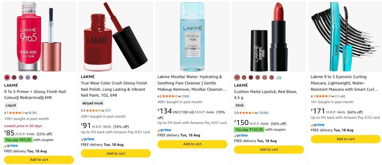 76 On Lakme Beauty Products 71 On Vaseline Bo