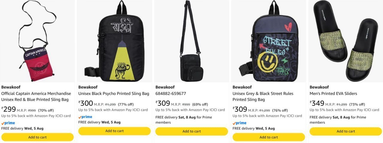 77 On Bewakoof Footwears Accessories