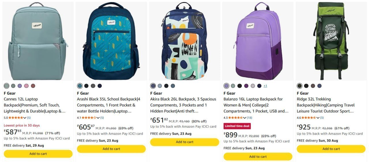 80 On F Gear Backpacks