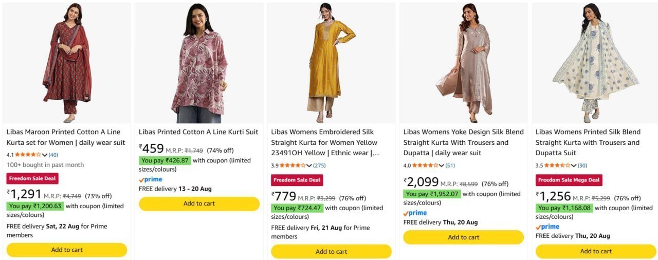 80 On Libas Women Suit Sets