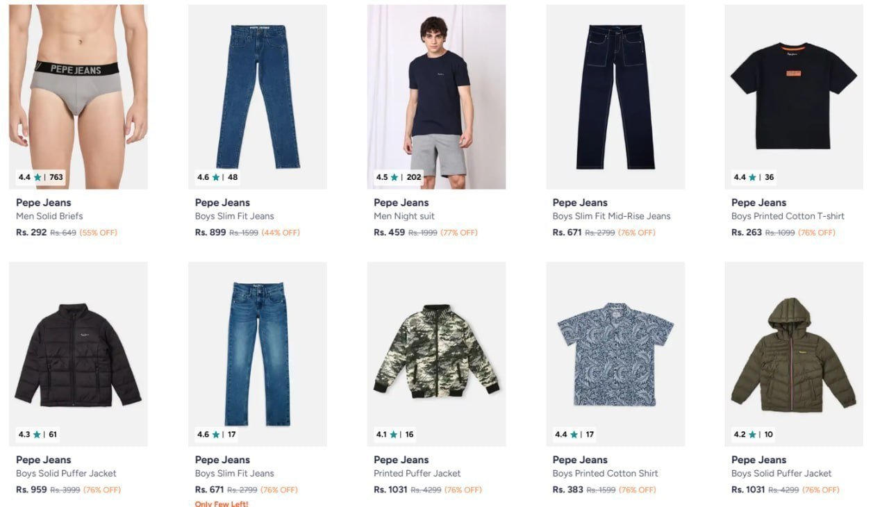 80 On Pepe Jeans Clothing