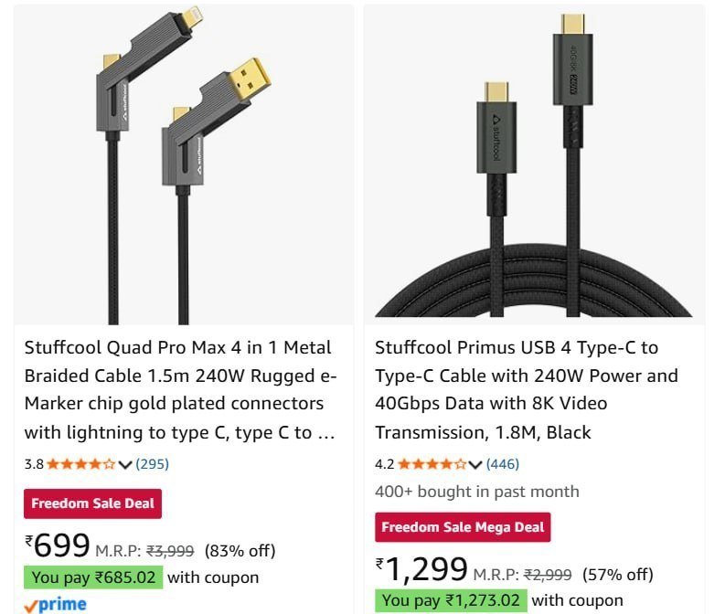 80 On Stuffcool Mobile Accessories Cables Gan