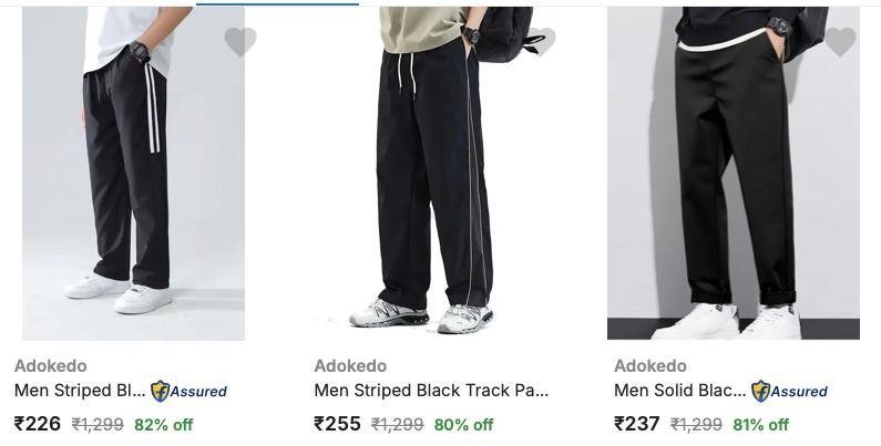 82 Adokedo Mens Track Pants Starts At Rs 226
