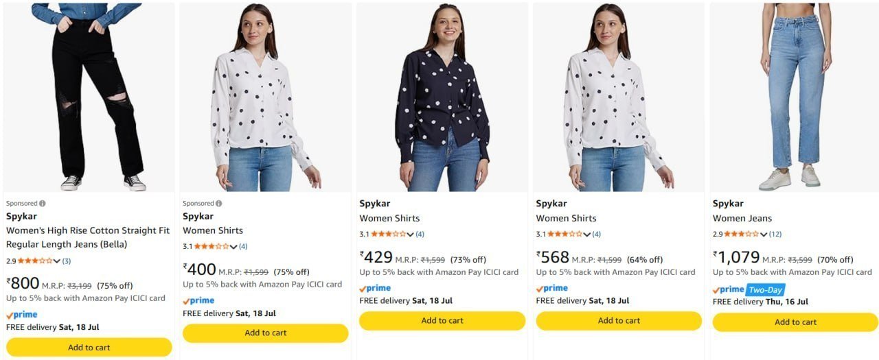83 On Spykar Clothing Mens Womens 80 On Jack 