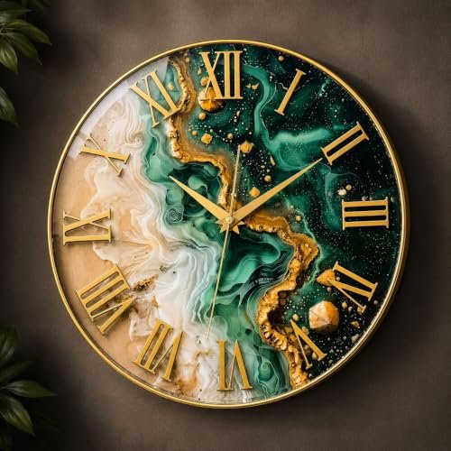 Aayog Creations Resin Art Wall Clock With Gold Rom