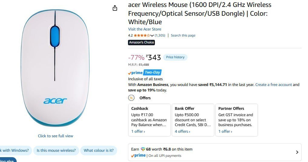 Acer Wireless Mouse 343