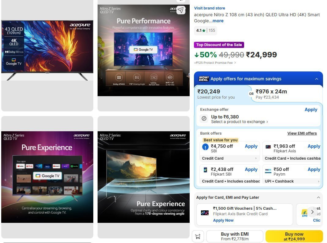 Acerpure Nitro Z 108 Cm (43 Inch) Qled Ultra 