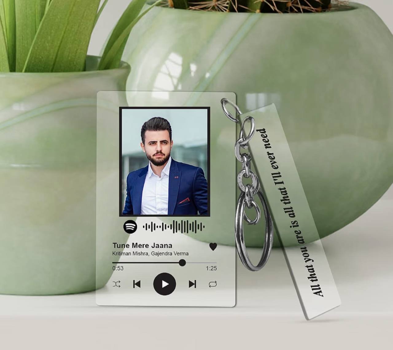 Acrylic Spotify Keychain With Song Photo Pers