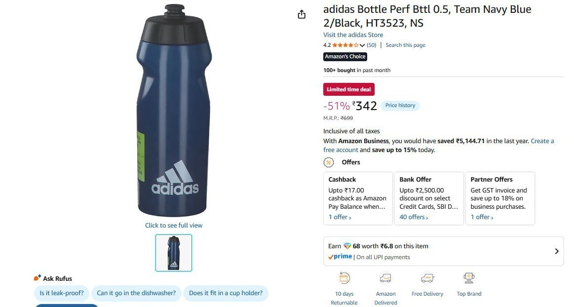 Adidas Bottle Perf Bttl 0 5 342