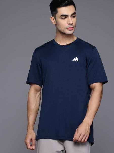 Adidas M Logo -stripes Printed Training T-shirt offer on Deals Heaven