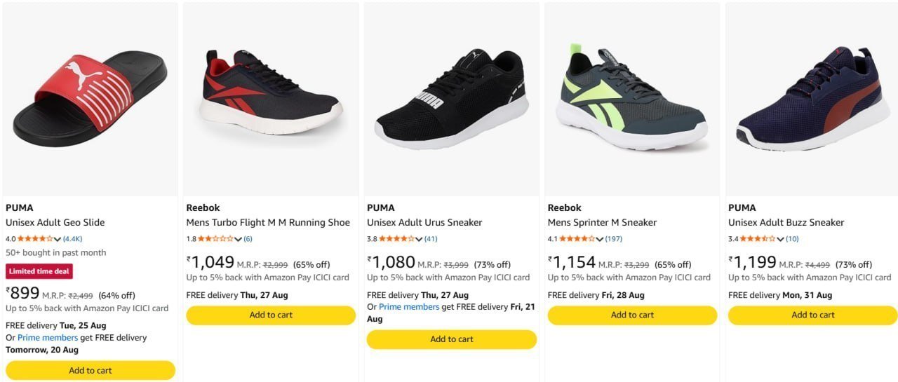 Adidas Reebok Puma Shoes Starts For 899men B 