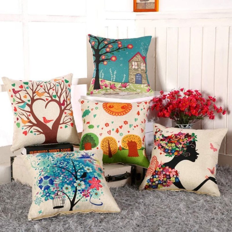 Aerohaven Cotton 175tc Cushion Cover 16 X 16 Inch Multicolour Set Of