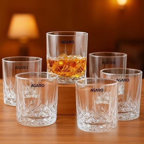 Agaro Elegant Whiskey Glass Set Of 6 325ml Di