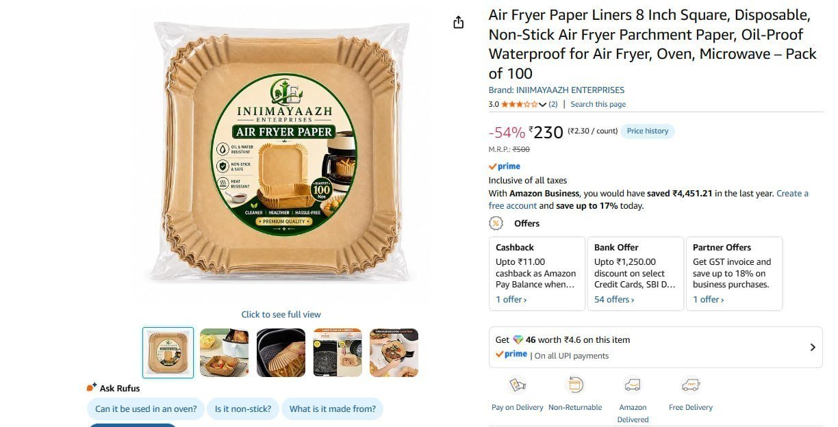Air Fryer 8 Inch Heat Resistant Liners (100 Pcs) 2