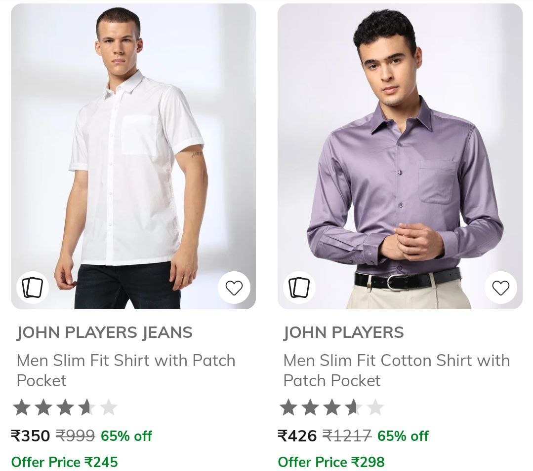 Ajio 70 On John Players Clothing Jeans Shirts