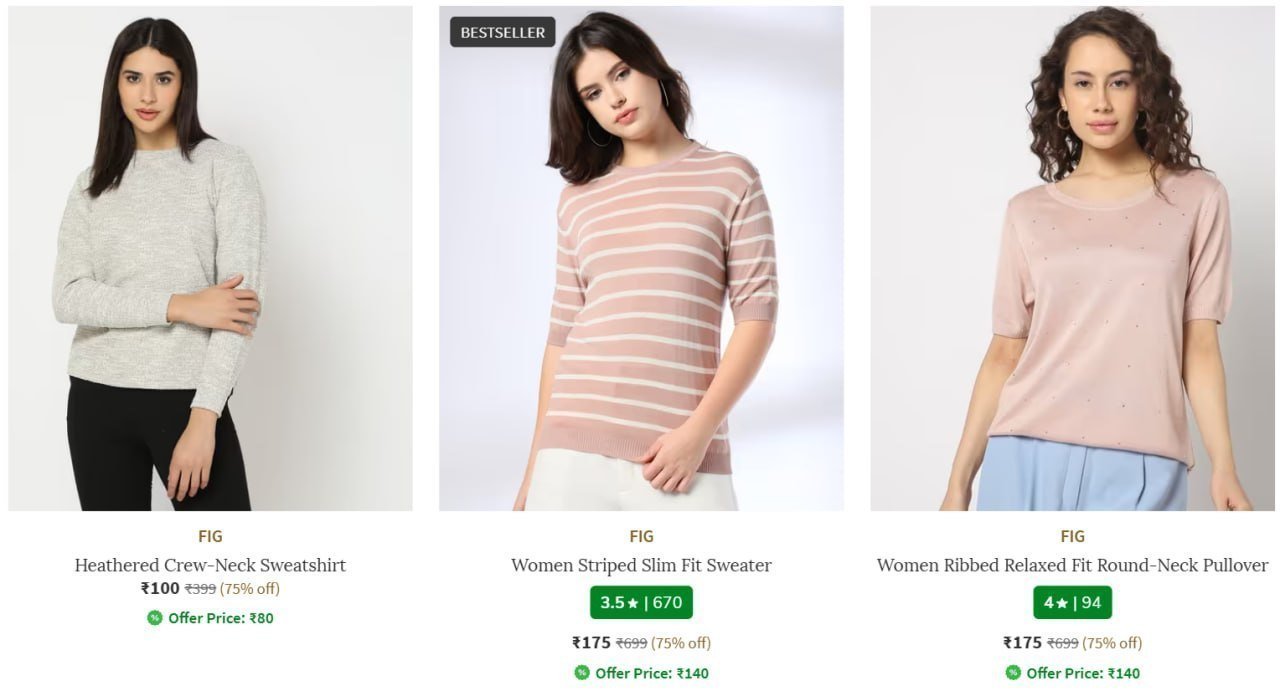 Ajio 75 On Fig Clothing Suggestions - Tops - 