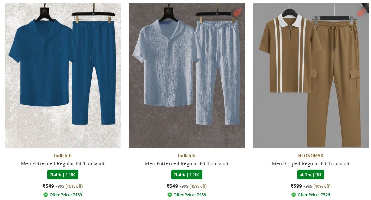 Ajio 75 On Track Suits Starting Just 549 Link