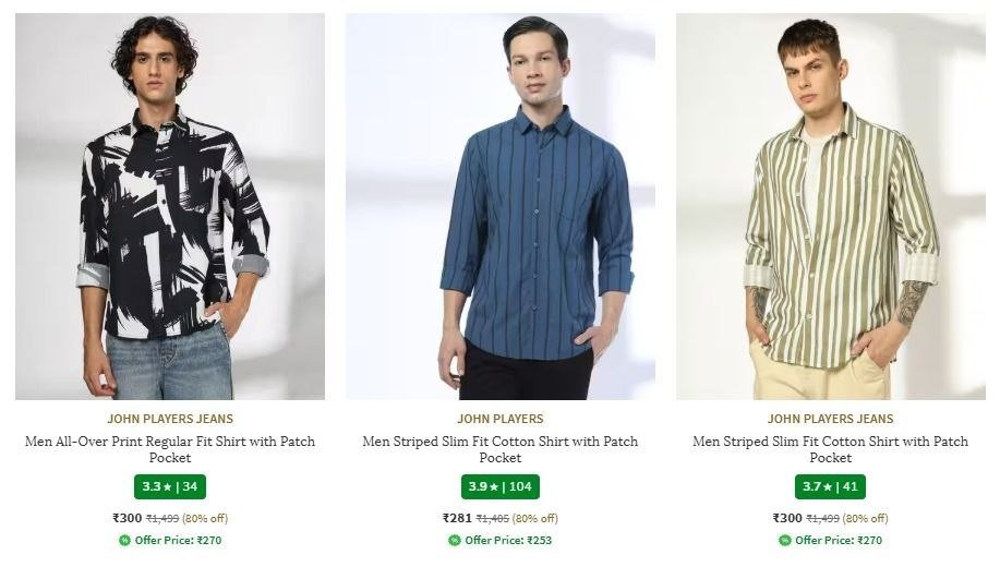 Ajio 80 On John Players Clothingshirts T-shirts Tr