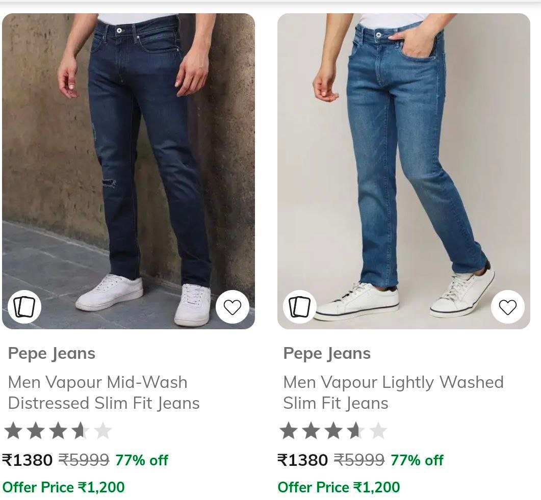 Ajio 80 On Pepe Jeans Clothing Mens Womens Bo