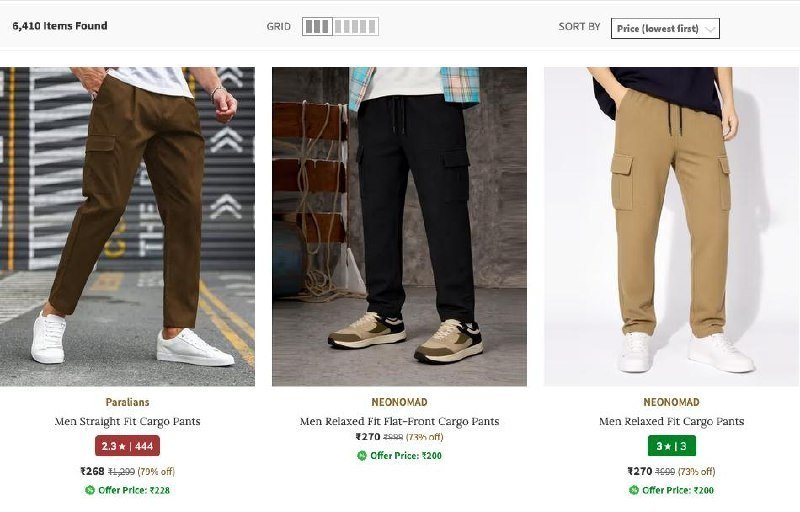 Ajio Cargo Pants Starts 268 Men Women