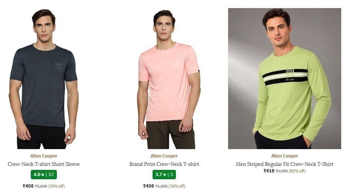 Ajio Grab 80 On Allen Cooper Clothing Master Link T-shirt Jeans Shirts - ajio deals today