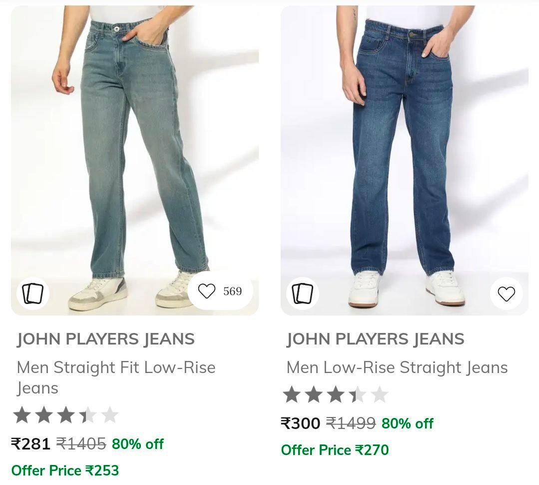 Ajio Jeans Starts 280 Mens Women