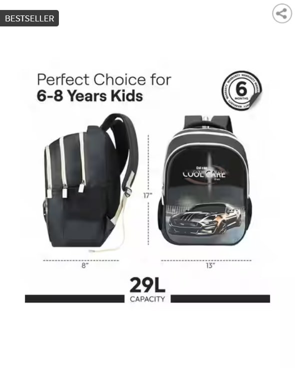 Ajio Kids Priority Boys Car Hardshell School Backp